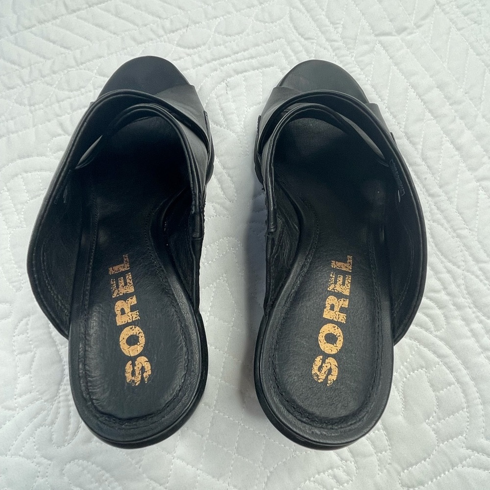 NWOB Sorel Nadia geometric leather mules •7• - Picture 10 of 11